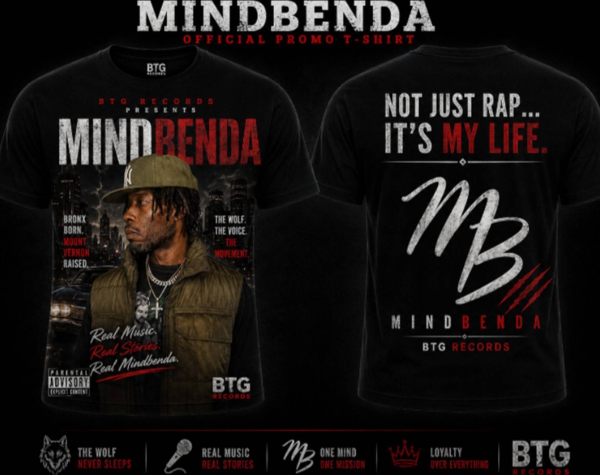 MINDBENDA Official Promo T-Shirt front and back
